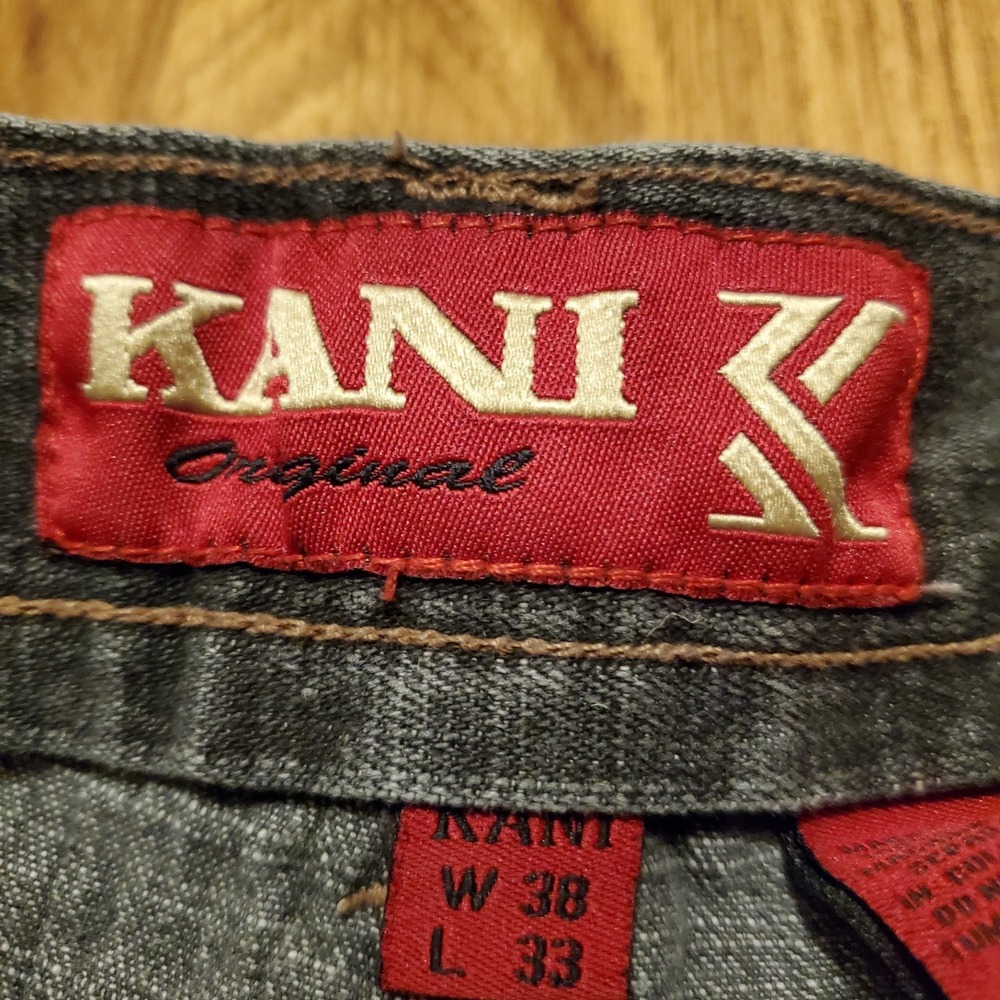 Vintage 90s Karl Kani‎ Jeans Men 38x33 Black Baggy Wide Leg Carpenter Hip Hop - Picture 11 of 12